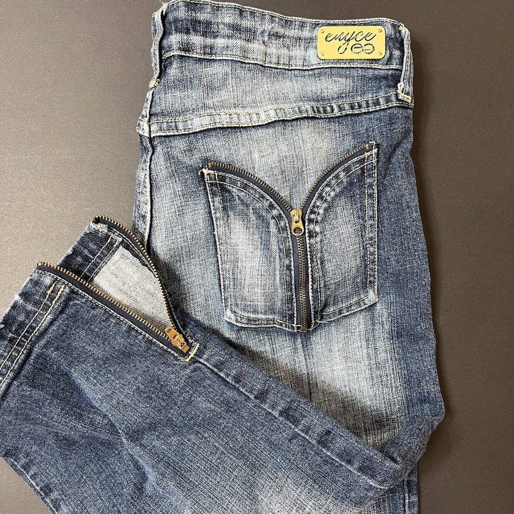 Enyce‎ Capri Jeans Women's Size 13 Zip Pockets Zip Leg Y2K Streetwear